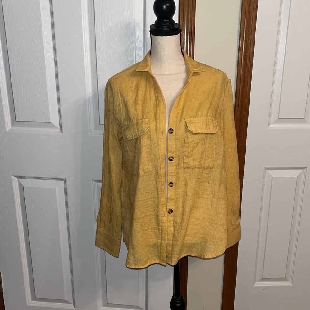 Favlux Fashion Yellow Button Up Top